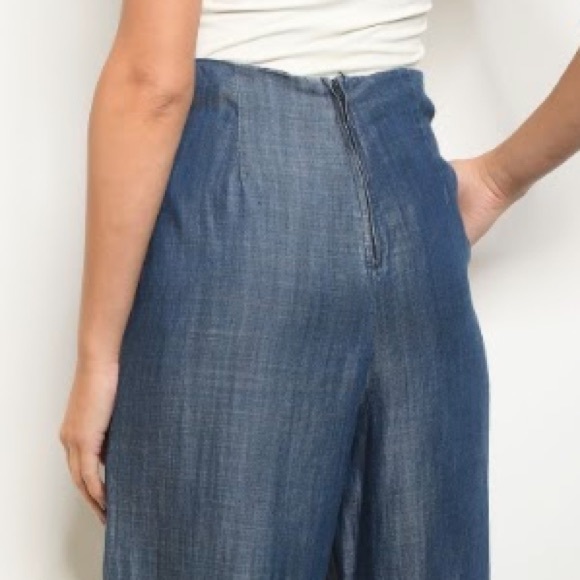 Wide Leg Chambray Denim Pants - Picture 12 of 12